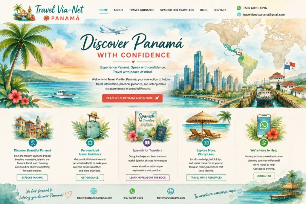 Travel Via-Net Panama
Travel Services. guidance, Spanish Travel Book, and Contact Home Page
